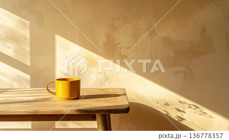 柔らかな自然光に包まれたレトロモダンインテリア 136778357