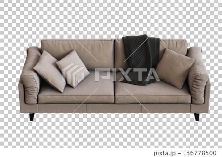 comfortable soft sofa isolated on transparent background, interior furniture, 3D illustration, cg render comfortable soft sofa isolated on transparent background, interior furniture, 3D illustration, cg render 136778500