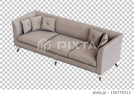comfortable soft sofa isolated on transparent background, interior furniture, 3D illustration, cg render comfortable soft sofa isolated on transparent background, interior furniture, 3D illustration, cg render 136778511