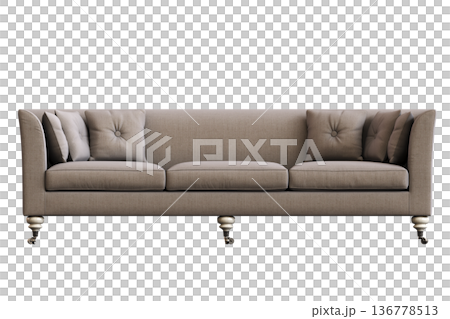 comfortable soft sofa isolated on transparent background, interior furniture, 3D illustration, cg render 136778513