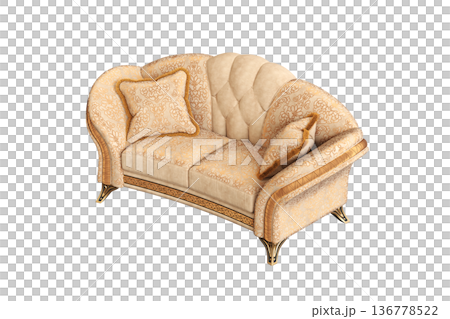 comfortable soft sofa isolated on transparent background, interior furniture, 3D illustration, cg render comfortable soft sofa isolated on transparent background, interior furniture, 3D illustration, cg render 136778522