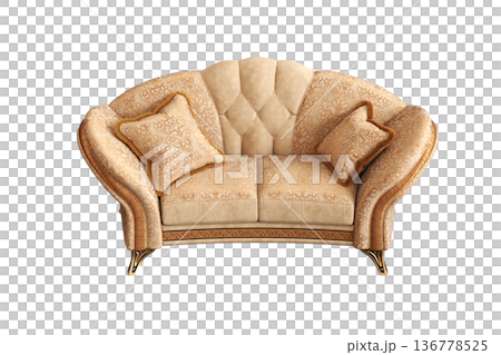 comfortable soft sofa isolated on transparent background, interior furniture, 3D illustration, cg render 136778525