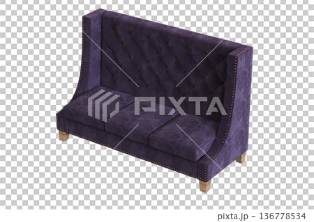 comfortable soft sofa isolated on transparent background, interior furniture, 3D illustration, cg render 136778534