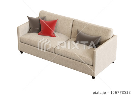 comfortable soft sofa isolated on transparent background, interior furniture, 3D illustration, cg render comfortable soft sofa isolated on transparent background, interior furniture, 3D illustration, cg render 136778538