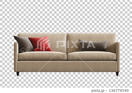 comfortable soft sofa isolated on transparent background, interior furniture, 3D illustration, cg render comfortable soft sofa isolated on transparent background, interior furniture, 3D illustration, cg render 136778540