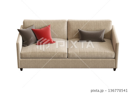 comfortable soft sofa isolated on transparent background, interior furniture, 3D illustration, cg render comfortable soft sofa isolated on transparent background, interior furniture, 3D illustration, cg render 136778541