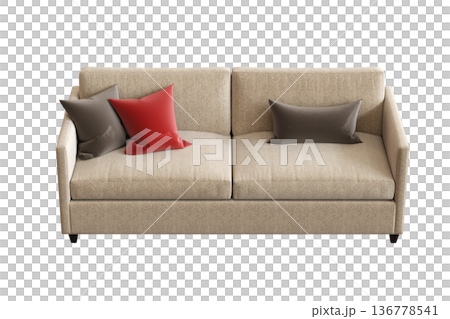 comfortable soft sofa isolated on transparent background, interior furniture, 3D illustration, cg render comfortable soft sofa isolated on transparent background, interior furniture, 3D illustration, cg render 136778541
