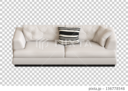 comfortable soft sofa isolated on transparent background, interior furniture, 3D illustration, cg render 136778548