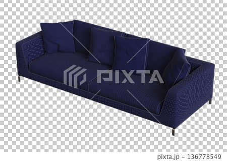 comfortable soft sofa isolated on transparent background, interior furniture, 3D illustration, cg render 136778549