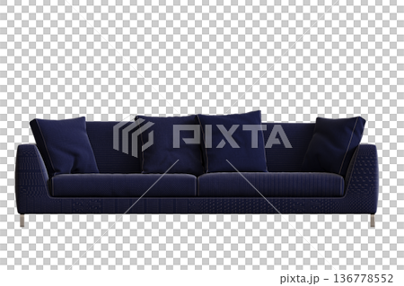 comfortable soft sofa isolated on transparent background, interior furniture, 3D illustration, cg render 136778552