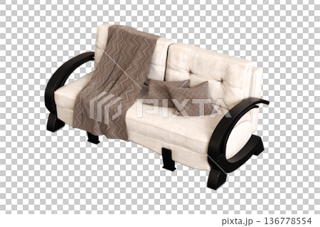 comfortable soft sofa isolated on transparent background, interior furniture, 3D illustration, cg render 136778554