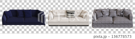 comfortable soft sofa isolated on transparent background, interior furniture, 3D illustration, cg render comfortable soft sofa isolated on transparent background, interior furniture, 3D illustration, cg render 136778573