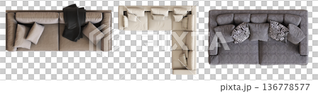 comfortable soft sofa isolated on transparent background, interior furniture, 3D illustration, cg render 136778577