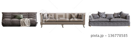 comfortable soft sofa isolated on transparent background, interior furniture, 3D illustration, cg render comfortable soft sofa isolated on transparent background, interior furniture, 3D illustration, cg render 136778585