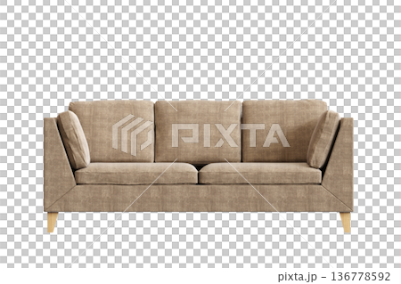 comfortable soft sofa isolated on transparent background, interior furniture, 3D illustration, cg render comfortable soft sofa isolated on transparent background, interior furniture, 3D illustration, cg render 136778592