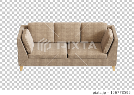 comfortable soft sofa isolated on transparent background, interior furniture, 3D illustration, cg render 136778593