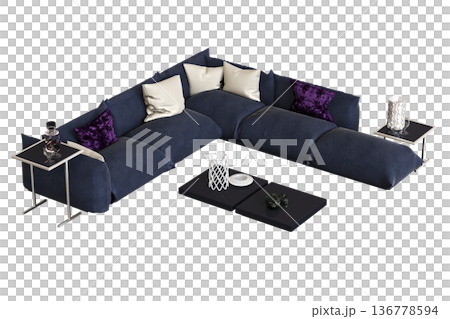 comfortable soft sofa isolated on transparent background, interior furniture, 3D illustration, cg render comfortable soft sofa isolated on transparent background, interior furniture, 3D illustration, cg render 136778594