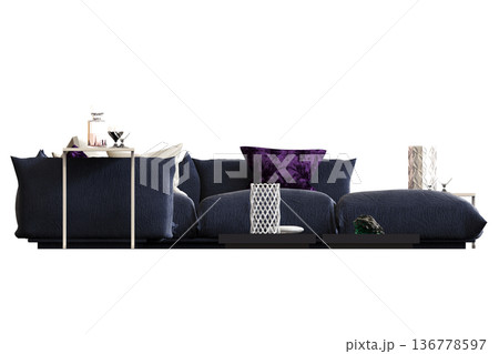 comfortable soft sofa isolated on transparent background, interior furniture, 3D illustration, cg render comfortable soft sofa isolated on transparent background, interior furniture, 3D illustration, cg render 136778597