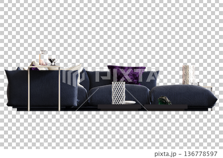 comfortable soft sofa isolated on transparent background, interior furniture, 3D illustration, cg render comfortable soft sofa isolated on transparent background, interior furniture, 3D illustration, cg render 136778597