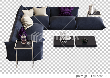 comfortable soft sofa isolated on transparent background, interior furniture, 3D illustration, cg render comfortable soft sofa isolated on transparent background, interior furniture, 3D illustration, cg render 136778598