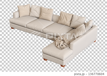 comfortable soft sofa isolated on transparent background, interior furniture, 3D illustration, cg render comfortable soft sofa isolated on transparent background, interior furniture, 3D illustration, cg render 136778604