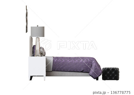double bed isolated on a transparent background, furniture for the bedroom interior, 3D illustration, cg render double bed isolated on a transparent background, furniture for the bedroom interior, 3D illustration, cg render 136778775