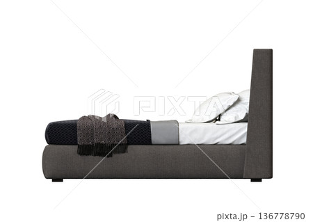 double bed isolated on a transparent background, furniture for the bedroom interior, 3D illustration, cg render double bed isolated on a transparent background, furniture for the bedroom interior, 3D illustration, cg render 136778790