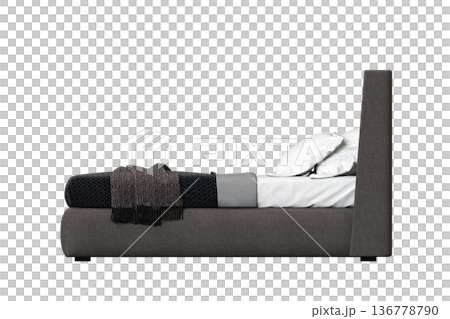 double bed isolated on a transparent background, furniture for the bedroom interior, 3D illustration, cg render double bed isolated on a transparent background, furniture for the bedroom interior, 3D illustration, cg render 136778790