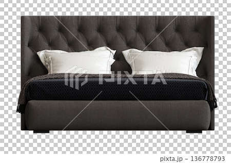 double bed isolated on a transparent background, furniture for the bedroom interior, 3D illustration, cg render double bed isolated on a transparent background, furniture for the bedroom interior, 3D illustration, cg render 136778793