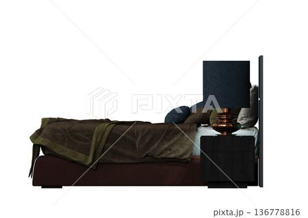 double bed isolated on a transparent background, furniture for the bedroom interior, 3D illustration, cg render double bed isolated on a transparent background, furniture for the bedroom interior, 3D illustration, cg render 136778816