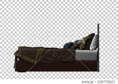 double bed isolated on a transparent background, furniture for the bedroom interior, 3D illustration, cg render double bed isolated on a transparent background, furniture for the bedroom interior, 3D illustration, cg render 136778821