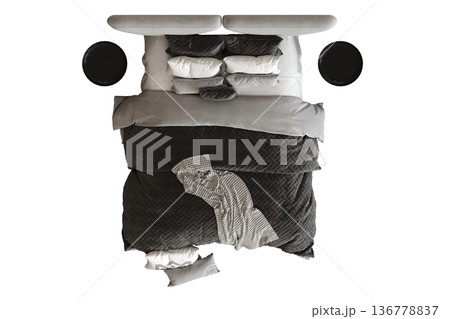 double bed isolated on a transparent background, furniture for the bedroom interior, 3D illustration, cg render double bed isolated on a transparent background, furniture for the bedroom interior, 3D illustration, cg render 136778837