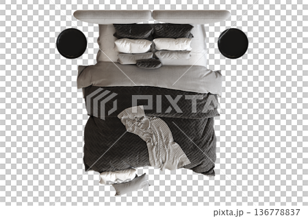 double bed isolated on a transparent background, furniture for the bedroom interior, 3D illustration, cg render double bed isolated on a transparent background, furniture for the bedroom interior, 3D illustration, cg render 136778837