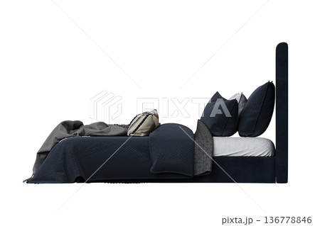 double bed isolated on a transparent background, furniture for the bedroom interior, 3D illustration, cg render double bed isolated on a transparent background, furniture for the bedroom interior, 3D illustration, cg render 136778846