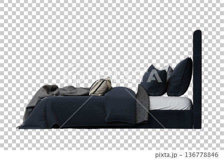 double bed isolated on a transparent background, furniture for the bedroom interior, 3D illustration, cg render double bed isolated on a transparent background, furniture for the bedroom interior, 3D illustration, cg render 136778846