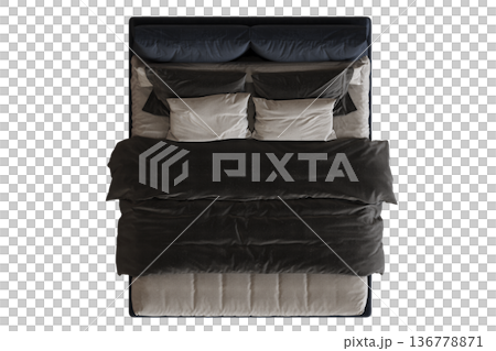 double bed isolated on a transparent background, furniture for the bedroom interior, 3D illustration, cg render double bed isolated on a transparent background, furniture for the bedroom interior, 3D illustration, cg render 136778871