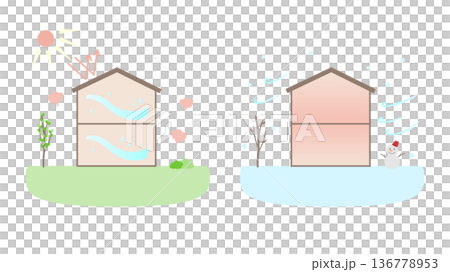 断熱性が高い家のイラスト 136778953