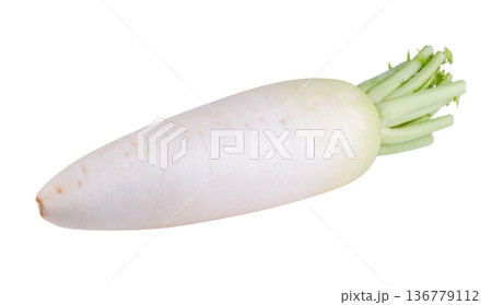 Daikon radishes isolated on a white background 136779112