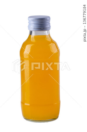 A bottle of orange juice rich in vitamin C isolated on a white background 136779184