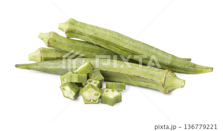 pod of okra, also known as lady finger or gumbo isolated on a white background pod of okra, also known as lady finger or gumbo isolated on a white background 136779221