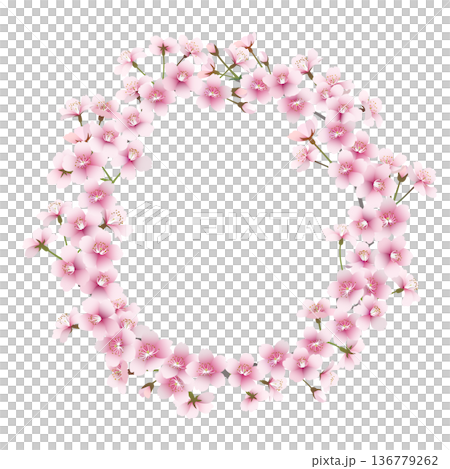桜の花のリース(背景透過) 桜の花のリース(背景透過) 136779262