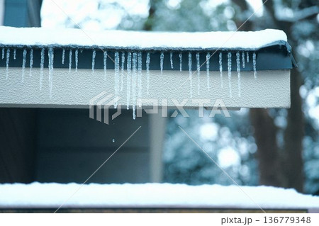 雪に埋もれた氷柱 136779348