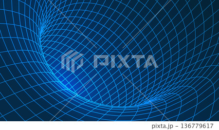 Abstract 3D spacetime grid tunnel Abstract 3D spacetime grid tunnel 136779617