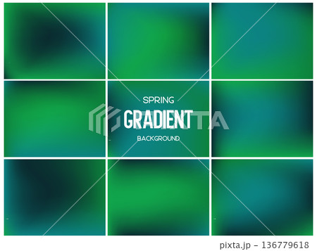 Set of deep green and mint mesh gradients. 136779618