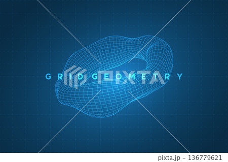 Deformed 3D wireframe torus 136779621