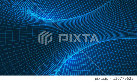 Abstract topography tunnel with 3D wireframe mesh Abstract topography tunnel with 3D wireframe mesh 136779623