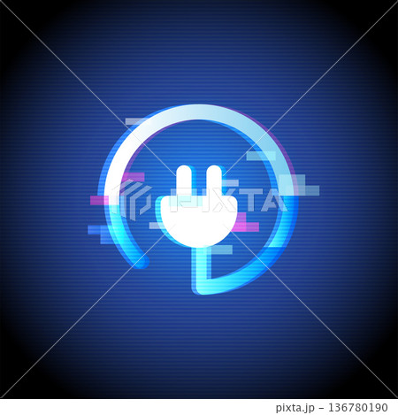 Smart Plug Neon Glitch Icon Energy Technology UI Smart Plug Neon Glitch Icon Energy Technology UI 136780190