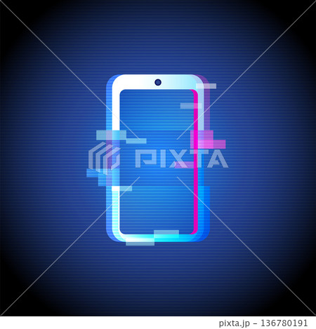 Smartphone Neon Glitch Icon Mobile Technology UI Smartphone Neon Glitch Icon Mobile Technology UI 136780191
