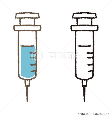 シンプルな注射器のイラストセット 136780227