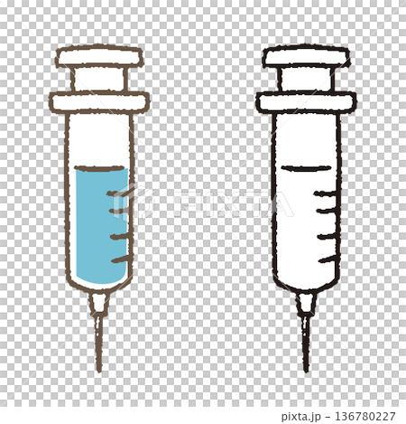 シンプルな注射器のイラストセット 136780227